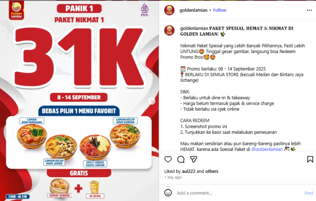 Promo Golden Lamian (Instagram)